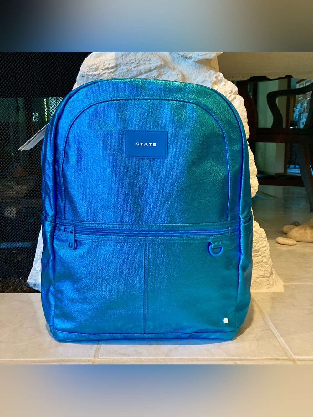 NWT STATE Metallic Kane Kids Large Blue Everyday Backpack